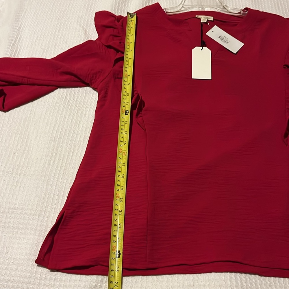 Women's Red Ruffle Blouse - Picture 10 of 10